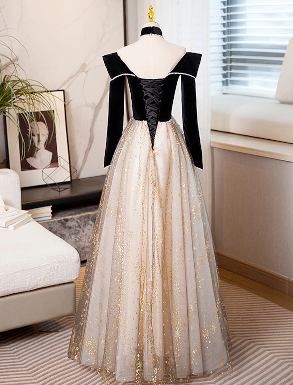 Wholesale  A-Line Prom Dresses Sparkle & Shine Dress Engagement Birthday Floor Length Long Sleeve Sweetheart Tulle with Sequin
